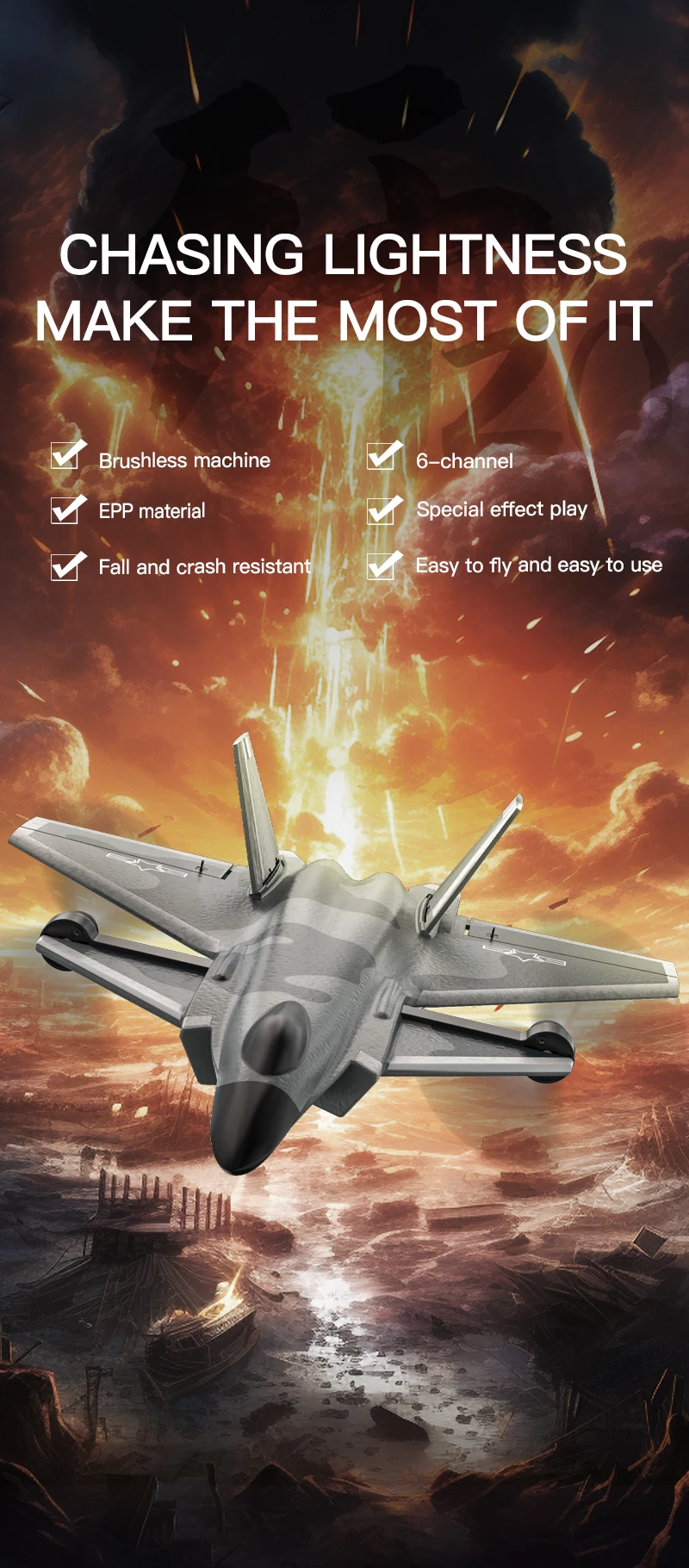 HOSHI KFPLAN KF700 J20 RC Plane 2.4G 6CH Remote Control Airplane Radio Control RC Glider Fixed Wing Foam Outdoor Toys Kids Gifts