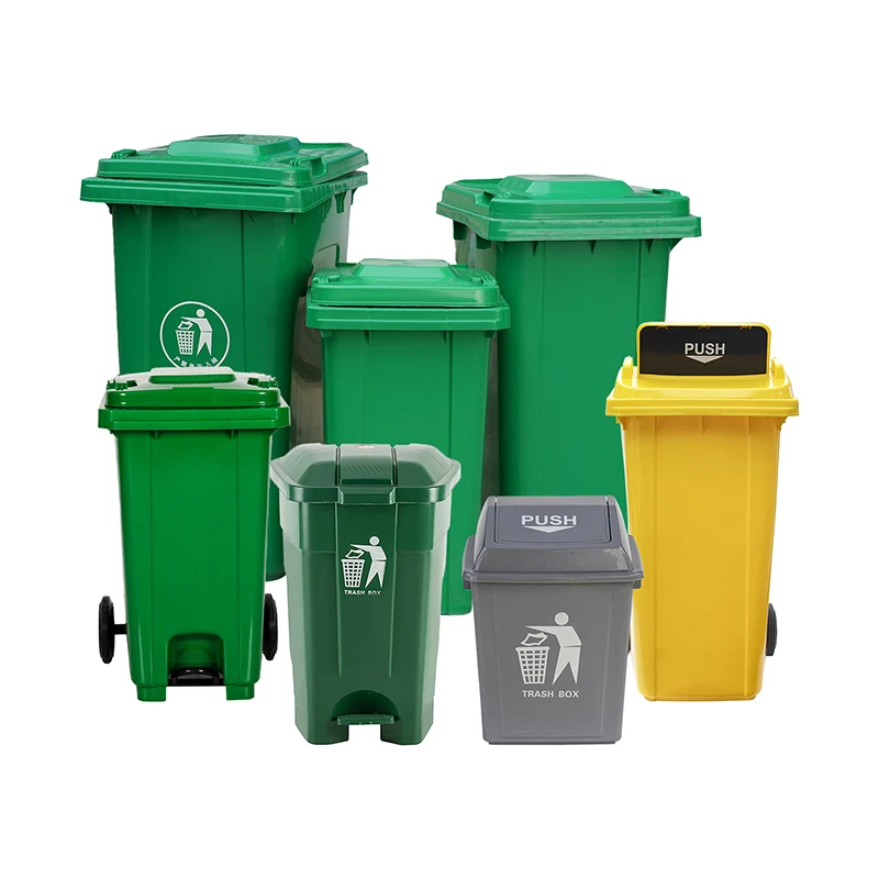 50L/70L/100L/120L/240L/360L/660L/1100L Plastic Foot Pedal Dustbin Trash Can Waste Bin With Wheels and Foot Pedal
