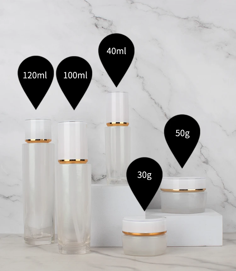 Luxury Unique design glass jar bottle irregularity shape cosmetic glass bottle set Skincare cosmetic packaging suit container factory