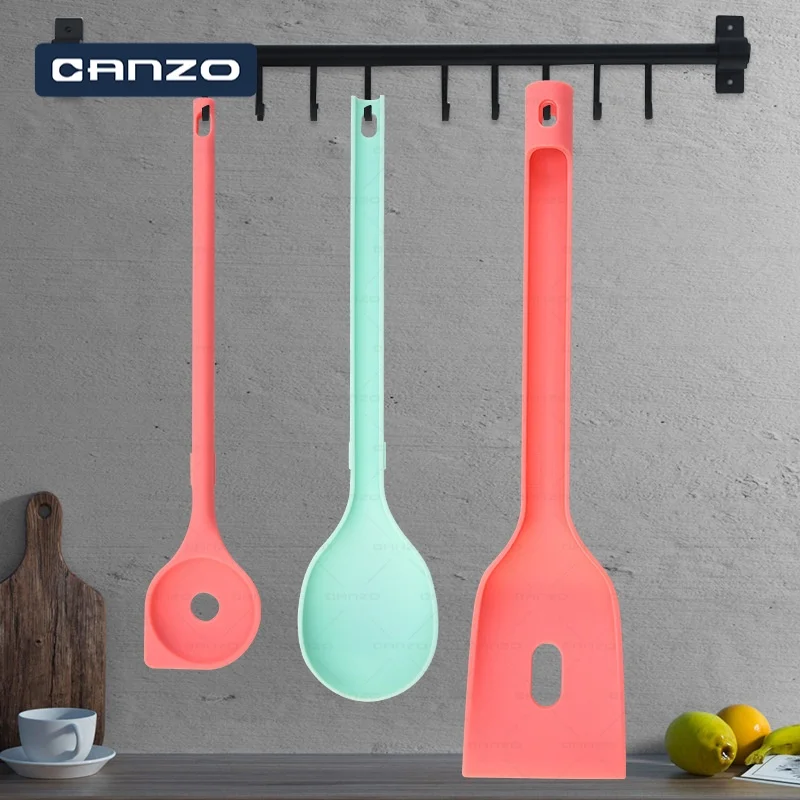 Multifunction 3 Piece Nesting Nylon Slotted Turner and Spoon Set Heat Resistant Nylon Cooking Kitchen Utensils Set