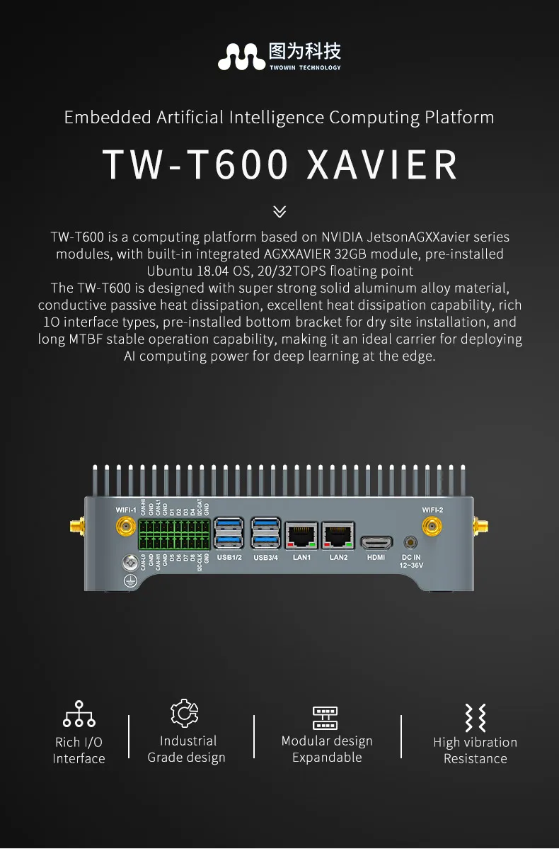 Cap Xavier Computer NVIDIA Jetson AGX Xavier 32GB AI Edge Computer T600 Develop Boards with ...