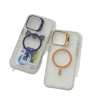 Frosted magnetic wireless charging mobile phone case lens holder mobile phone case.