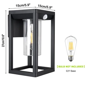 Vertak Black Die-cast Aluminum 15W IP44 Waterproof LED Bulb Rectangle External E27 Wall Lamp for Outdoor Exterior Wall Mounted