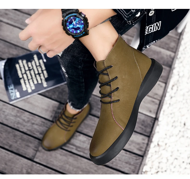 New Arrival Large Size Waterproof Oxfords Cow Genuine Leather Martin ...