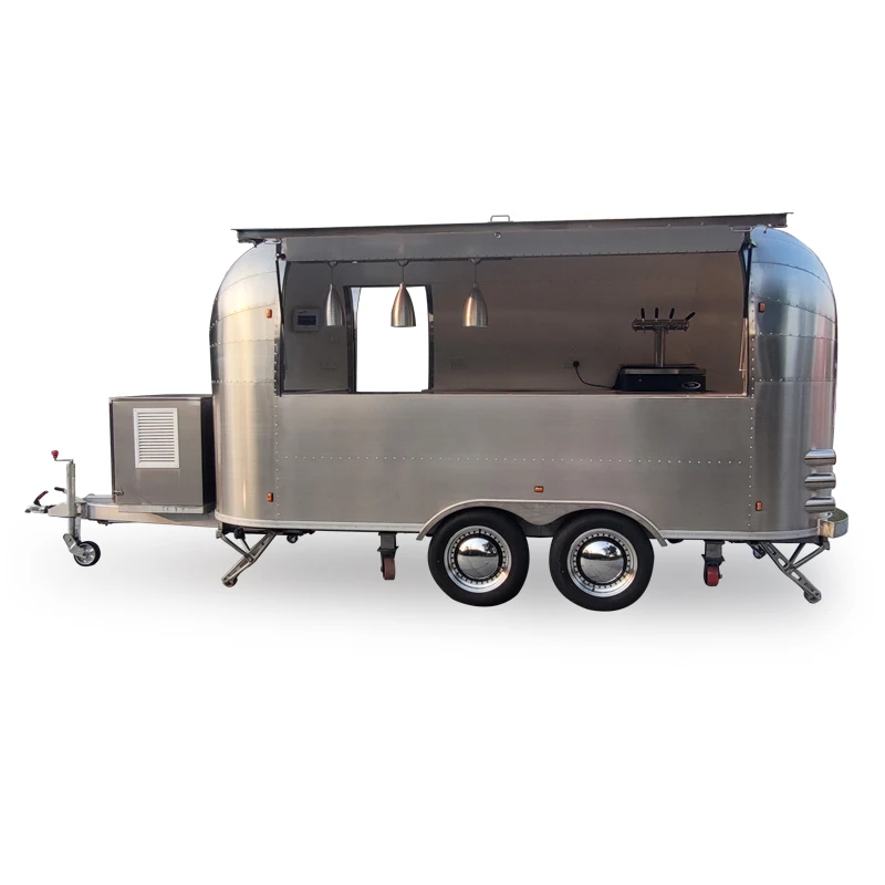 Maiche SL-6Q สแตนเลส Air Stream รถบรรทุกอาหารมาตรฐานยุโรป Outdoor Street Trailer สำหรับกาแฟไอศกรีมพิซซ่า