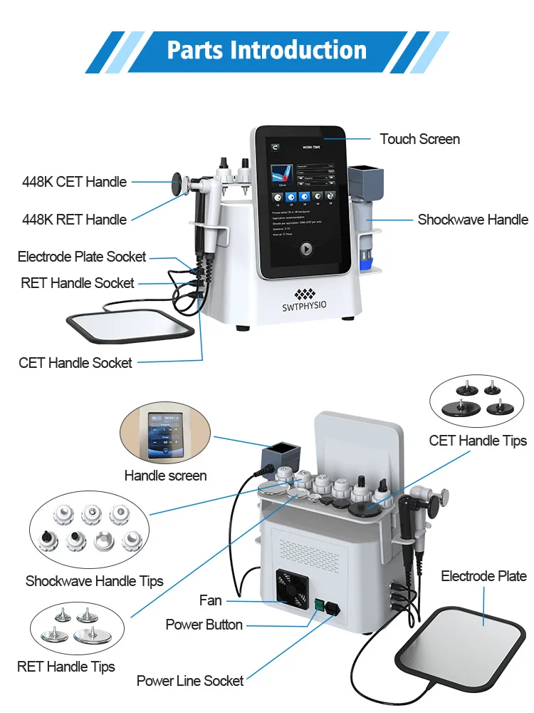 SWTPHYSIO CET RET 448k Body System Lifting Tightening Fat Burning Lymphatic Drainage Skin Rejuvenation