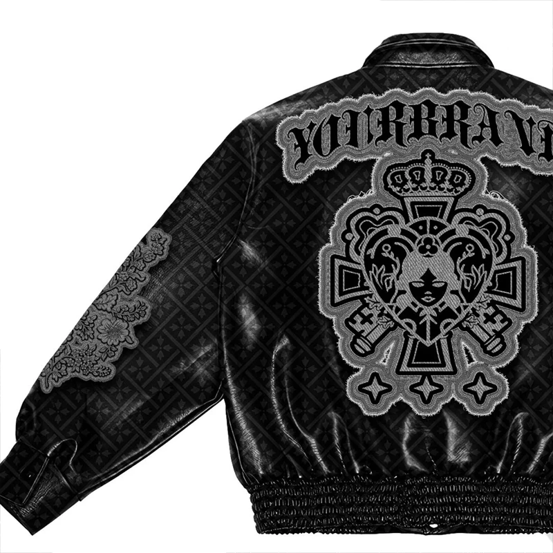 Men's Genuine Leather Varsity Jacket With Custom Chenille Details_voghion.com