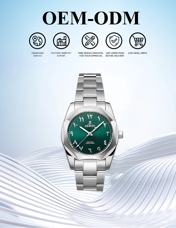 Custom Luxury Arabic Numbers Dial Watches - Sapphire Crystal Glass