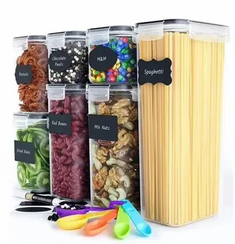 Airtight Food Storage Container Jars Set Stackable Dry Organization Plastic Clear Kitchen Pp Food Storage Box With Lid