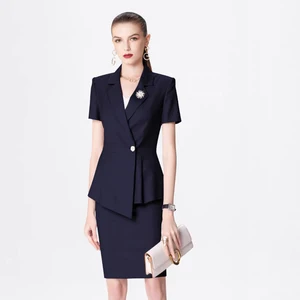 2026 Corporate Women's 2-Piece Bag Skirt Set Formal Skinny Fit Custom Suit for Manufacturer
