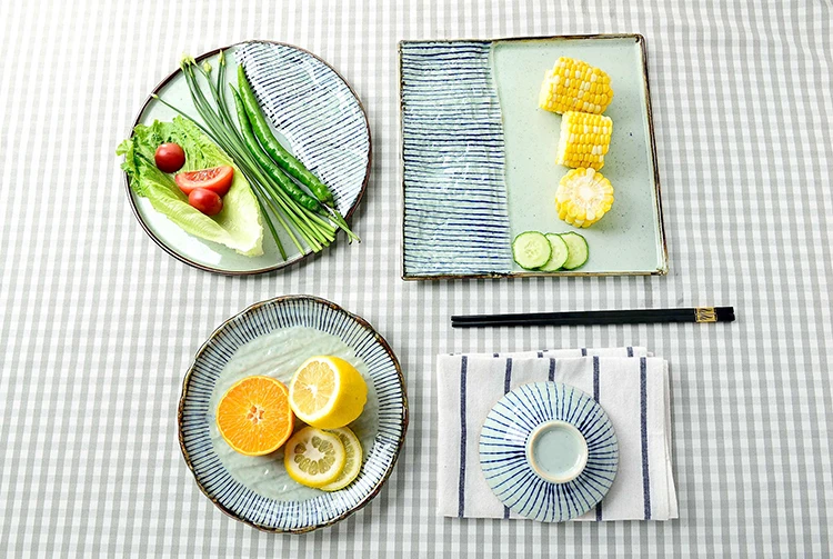 Japanese Style Modern Restaurant Buffet Dinnerware Porcelain Dinner Dessert Food Steak Crockery Round Dinner Ceramic Plate
