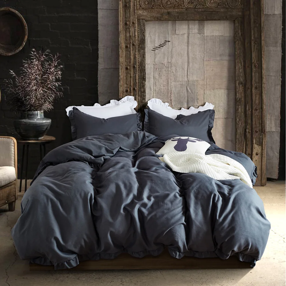 AOYATEX Home textile Hot selling European Style Three piece bedding set Microfiber Solid color Duvet cover set factory