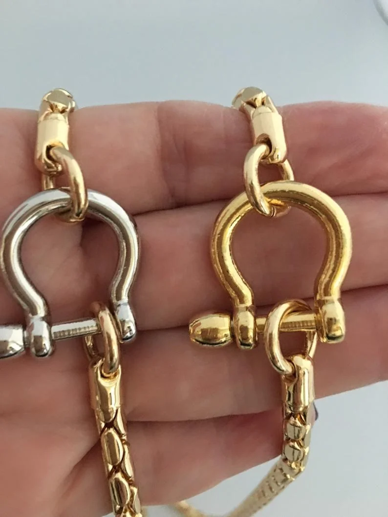 Trendy Thick Jewelry Accessories Carabiner Shackle Chain 18K Gold Plated Necklace Snake Choker Chain