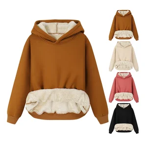 Women's Clothing Set Winter Warm Hoodie Lamb Fleece Hoodie Plus Thickened Hooded Pullover Top