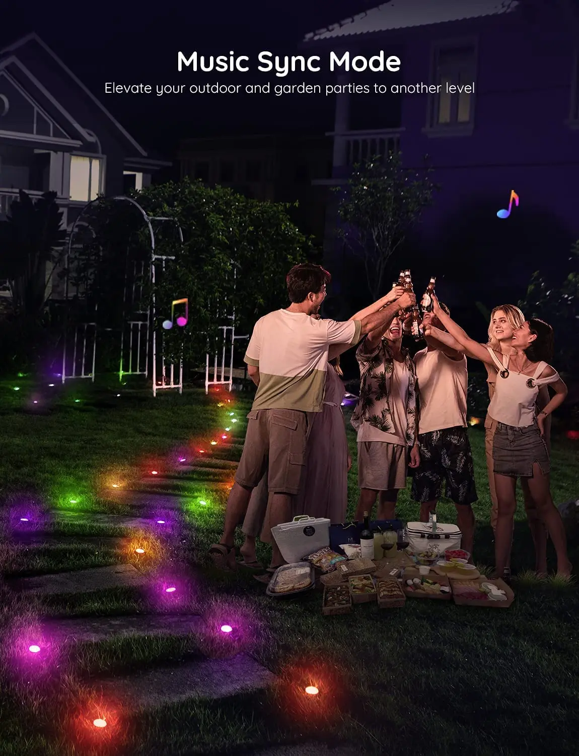 product 15 pack ip67 waterproof outdoor ground garden lawn walkway 36ft multicolor rgbicw pathway led string lights with app control-50