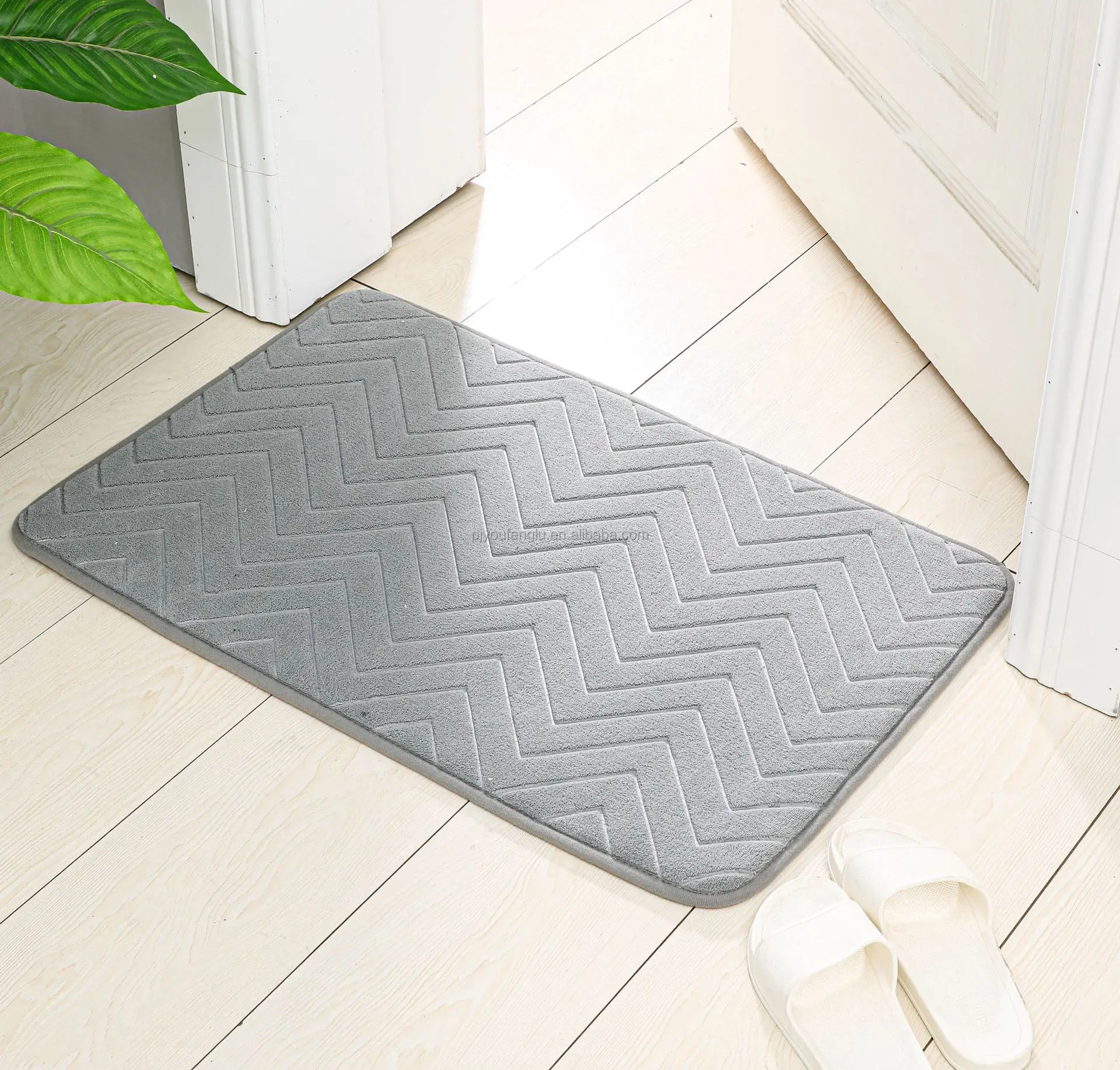 High frequency 3D Manufacturers coral velvet bath rug nonslip carpet Memory sponge bathroom waterproof SBR bottom absorbent mat details