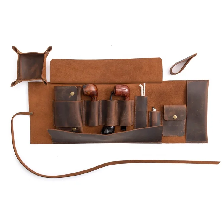 Custom Leather Pouches for Pipe Tobacco Rolling Trays