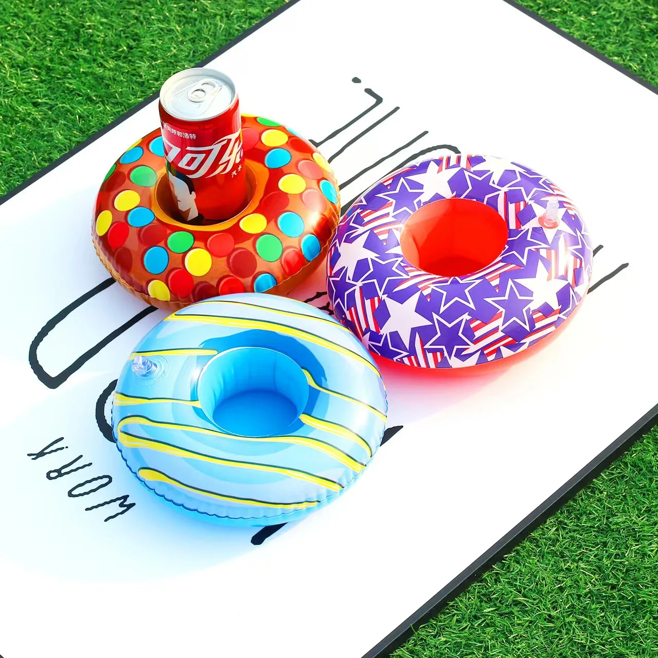 Customized Promotional Inflatable Cup Holder with PVC Material UV Printed Portable Design for Weddings Events & Donut Support preview 5