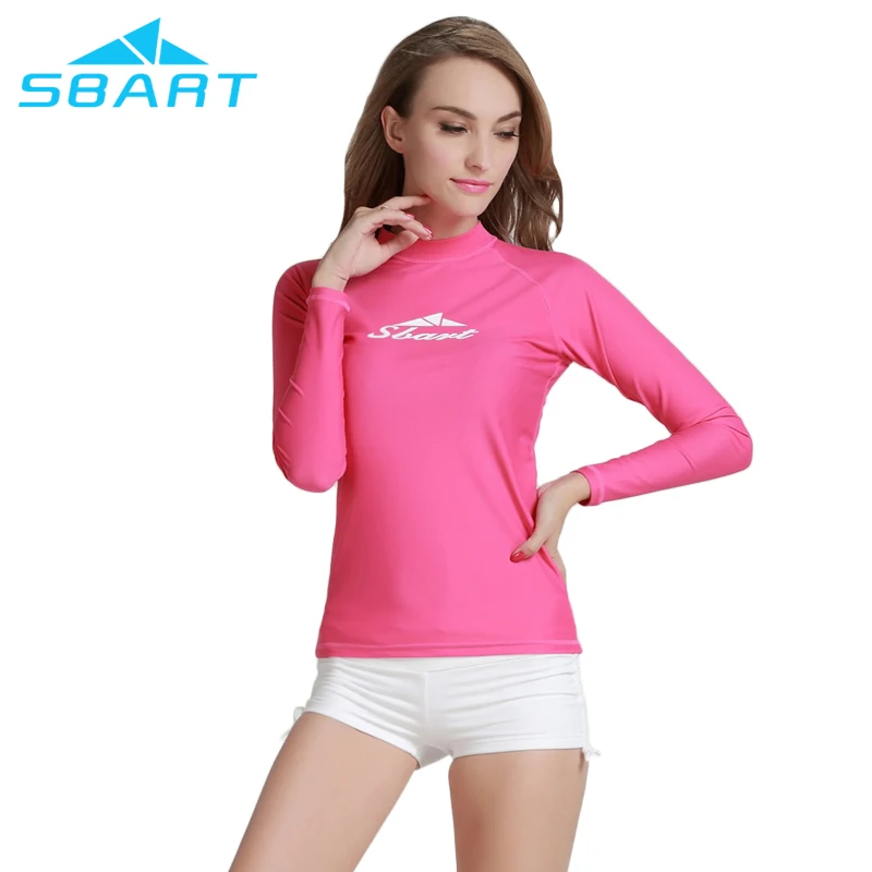 Sbart Women Long Sleeve Rash Vest UPF 50+ Swim Shirt Chlorine Resistant Rashie Women Quick Dry Surfing Rash Guard