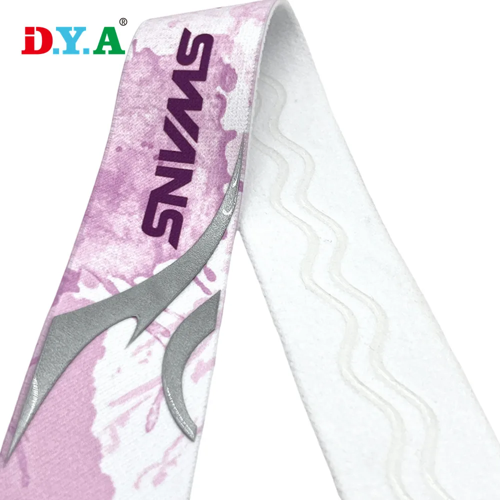 Anti Slip Silicone Custom Printed Elastic Bands Strap Printing Elastic Ribbon Woven Belt for Ski Goggles