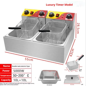 Large Capacity Square Electric Stainless Steel Commercial Frying Machine with Adjustable Thermostat Control Overheat Protection