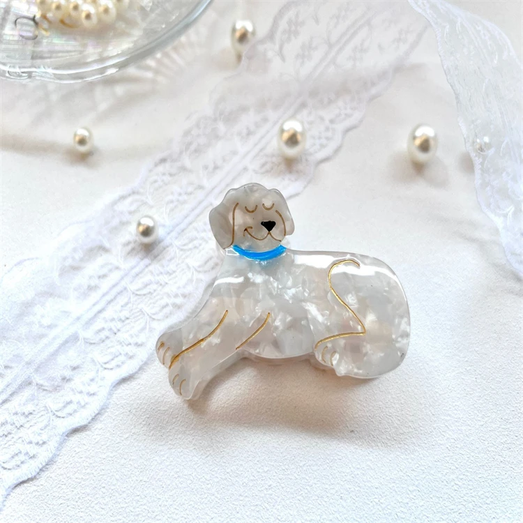 2022 INS Ацетатный полый дизайн собачьей шерсти коготь французский мультфильм Животные заколка для волос ацетатная собака в форме для женщин