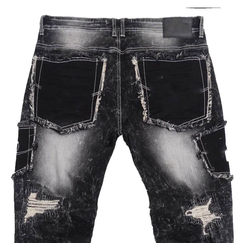 High-Quality Denim Fabric Ripped & Repair With Pocket Patches Rackade  Stacked Jeans Pants For Men| Alibaba.com