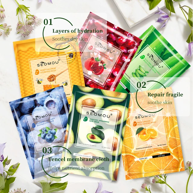 Wholesale Korean Beauty Green Tea Fruit Honey Face Mask Lightening Skin Care Moisturizing Masque Peel Off Sheet Mask