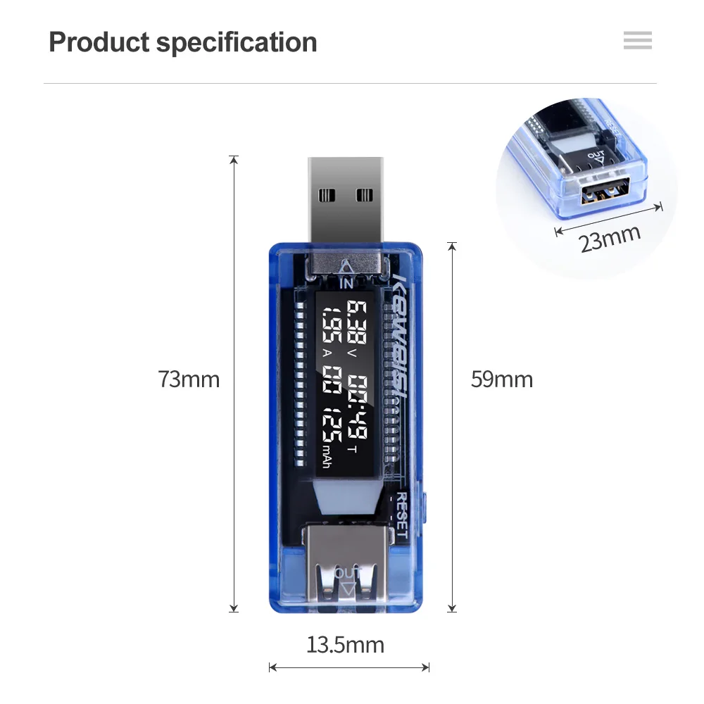 USB Charger Volt Meter Accurate Digital Measurement
