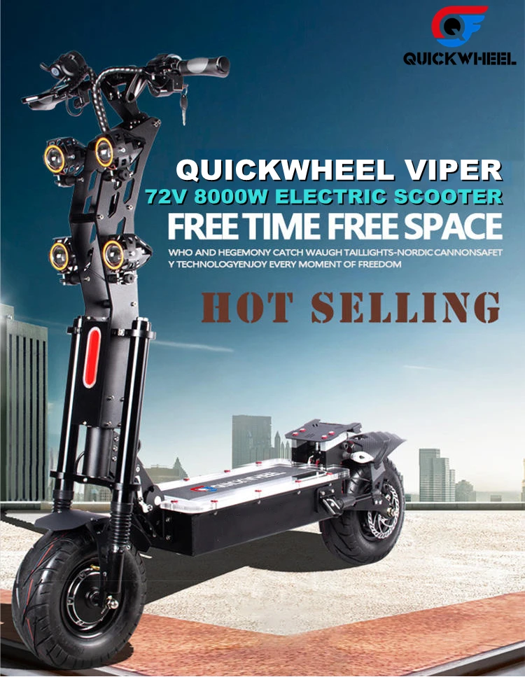 Quickwheel Viper Folding Electric Scooter Frames 13 Inch 72V 45Ah 6000W 8000W 100Km/H Adults High Speed Electric Scoote