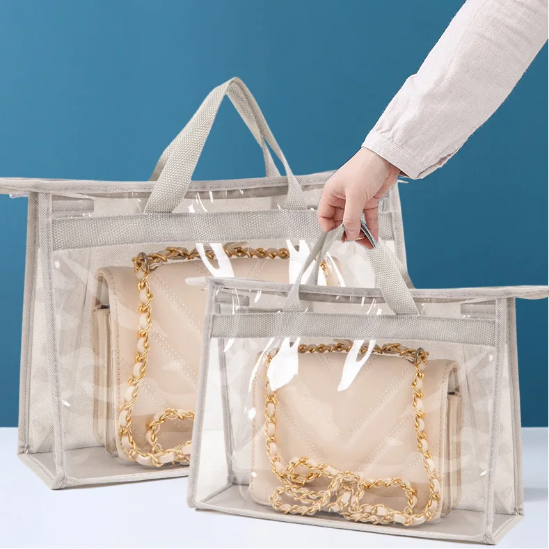 Pvc Dustproof Zipper Antidust Clear Purse Handbag Dust Cover Bags