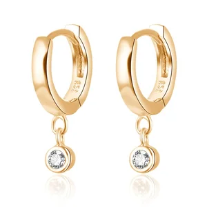 POLIVA Vintage Zircon Hoop Earrings Rhodium & Gold Plated Silver 925 Sterling Women's Jewelry for Party & Gift