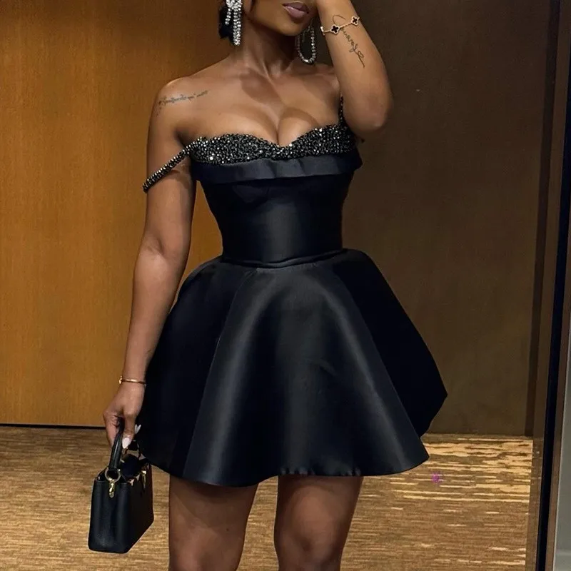Latest Design Party Dresses Women Elegant Sequin Patchwork Strap Short Black  Luxury Evening Dress for Women| Alibaba.com