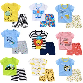 2020 Hot Sale Summer Children's Clothing Sets 100 Different Design Baby Boy Clothing Sets 2pcs T-shirt kids clothes
