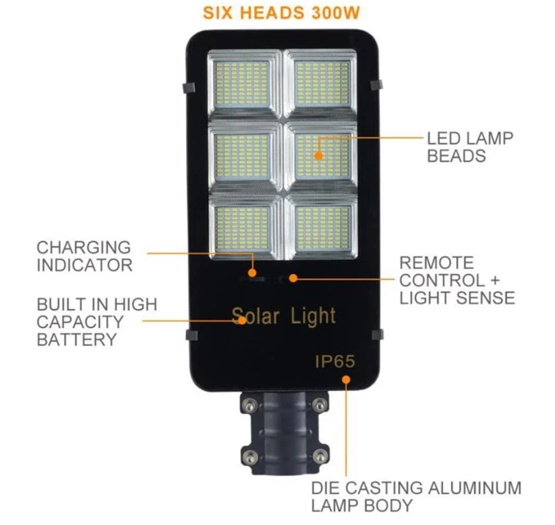 100 200 300 Watt Streetlight Waterproof Outdoor 100W 200W 300W Solar LED Street Light