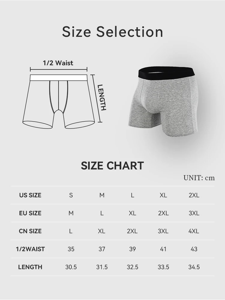 Custom Logo Cotton Men Underwear Plus Size Breathable Boxer Briefs ...