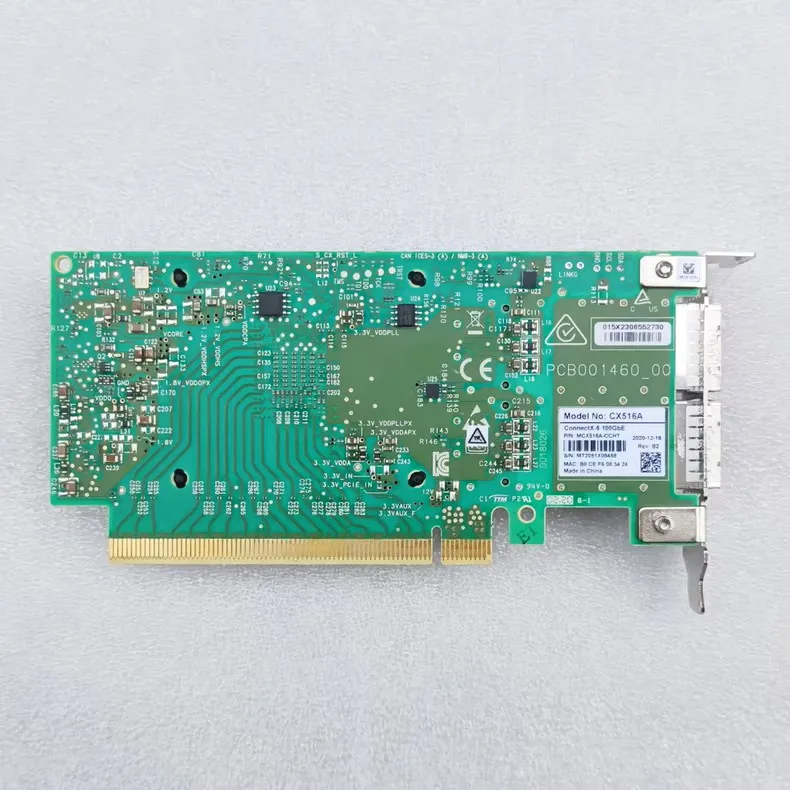 Mellanox MCX516A-CCHT ConnectX-5 Dual-Port SFP28 100G Ethernet Network Adapter with PCIe 3.0 x16 for Data Center Use