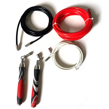Customizable Special Patent Design PU Leather 10ft Adjustable Cable Crossfit Weighted Jump Rope  With bearing in handle
