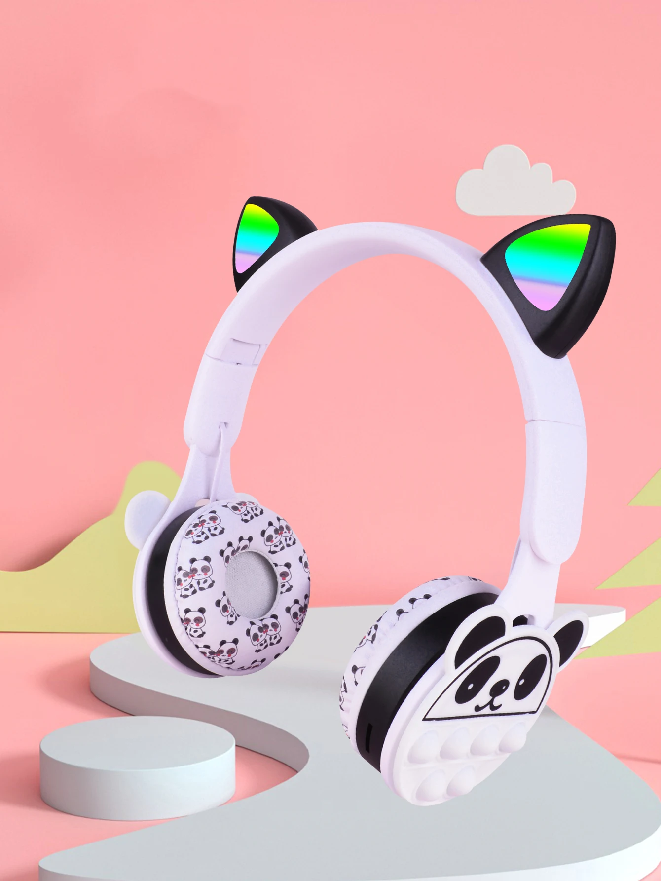 Cartoon Panda Poping Bubble Cute Cat Ear Earphones Cat Headphones