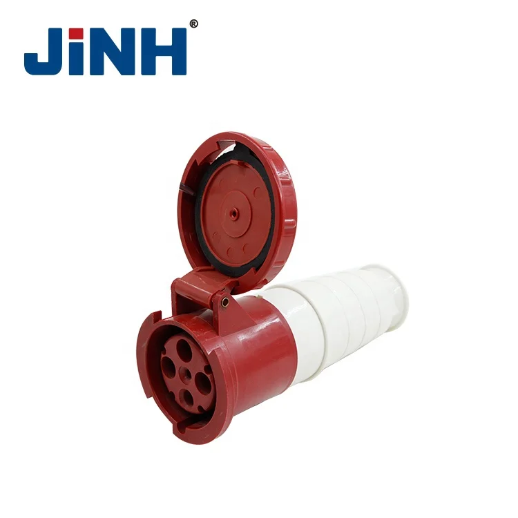 Industrie-Steckdose IP44 4-Pin 16A – Wasserdichter Stecker & Buchse | Rot/weiß, Für Baustelle & Outdoor