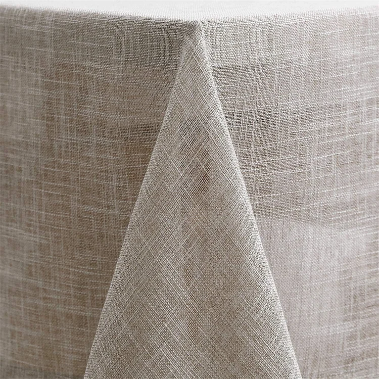 Nature Linen Table Cloth Slubby Texture Wrinkle Resistant Soft Rectangle Tablecloth for Kitchen Dining Tabletop Buffet