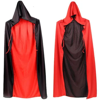 HZO-22038 Amazon Halloween Vampire Cloak Adult, Reversible Hooded Black and Red Cloak for Halloween Party