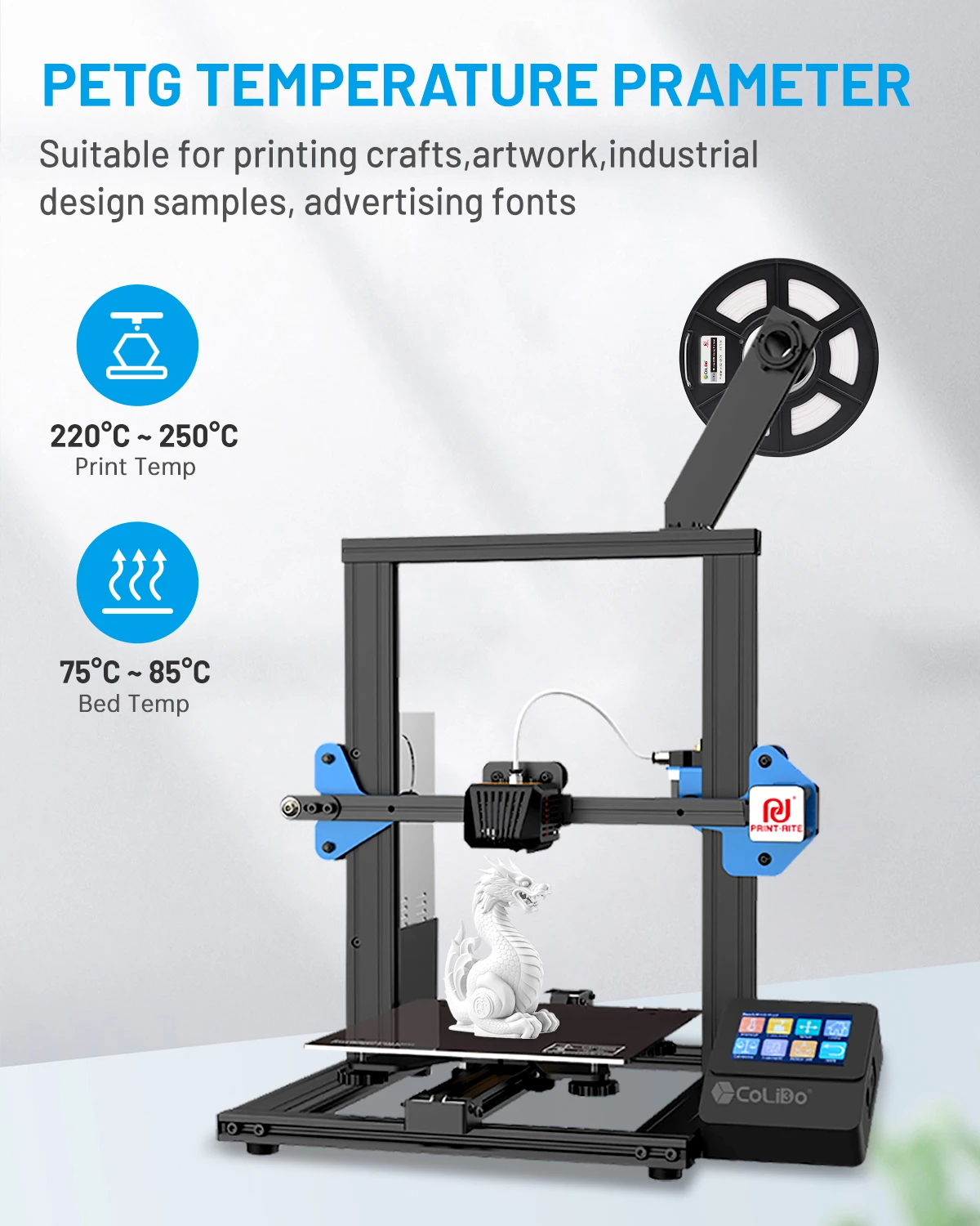 Filamento PETG CoLiDo Overseas Warehouse Direct per stampanti 3D, ad alta resistenza, diametro di precisione di 1,75 mm (+/- 0,03 mm)_voghion.com
