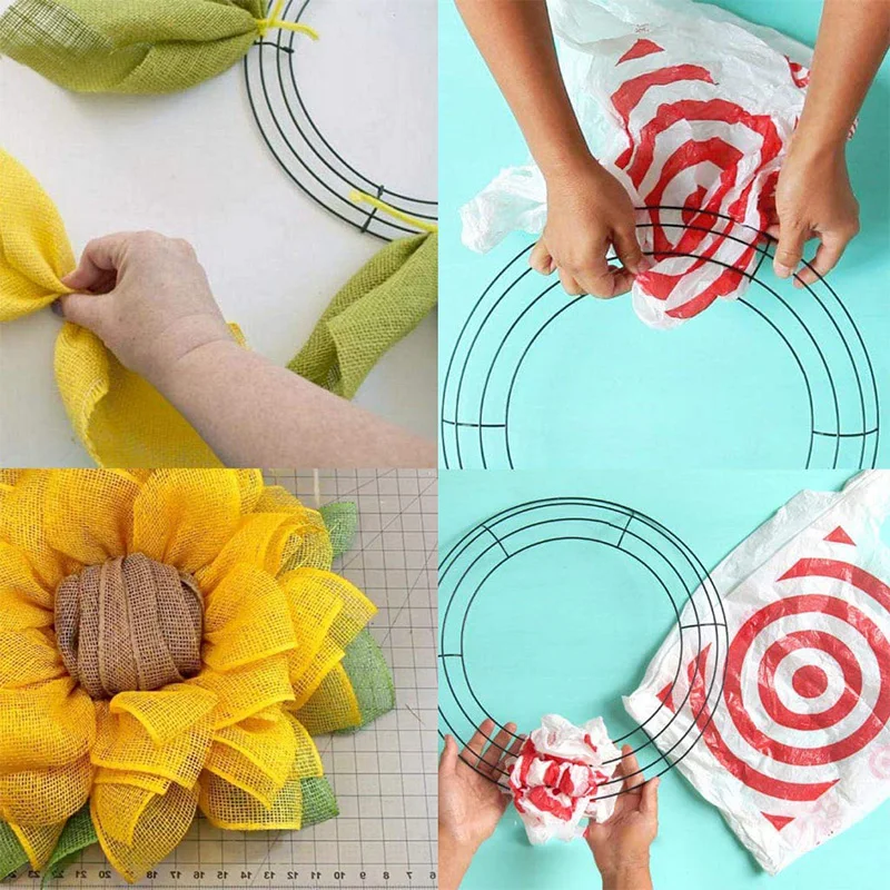 Wholesale Wire Wreath Frame Work Wreath Supplies with Ties Deco Mesh Metal  Wreath Shape GX-4001 CN;HEB 6in