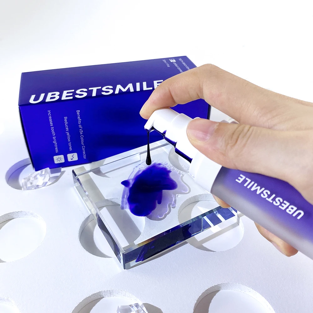 V34 Teeth Colour Corrector Customization 30ml V34 Purple Toothpaste OEM Factory Highsmile V34 Corrector Serum