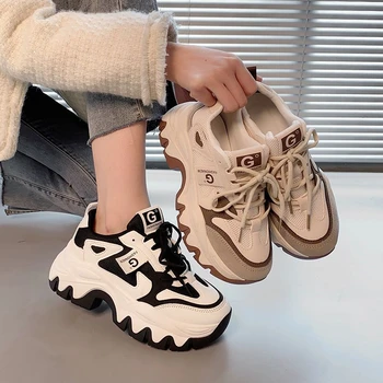 White Sneakers Women Trainers Platform Korean Fashion Chunky Sneakers ...