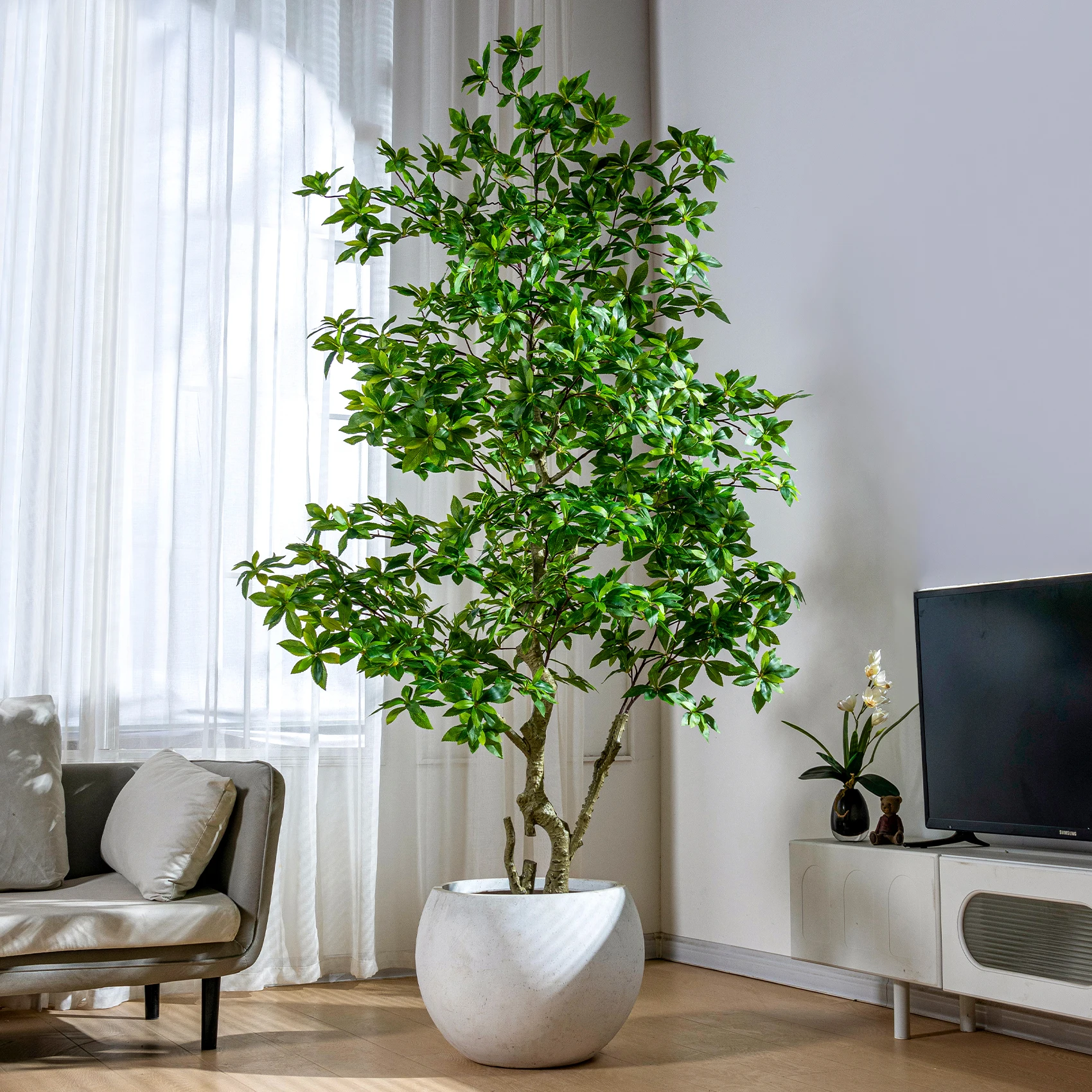 Simulated BigPieris Japonica Bonsai Indoor/Outdoor Christmas Decoration UV-Certified Green Leaf PE Artificial Plastic Tree UV