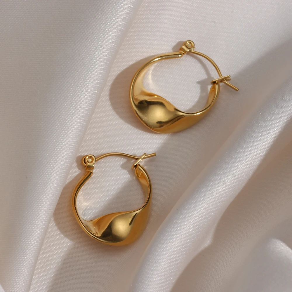 Drop Ship Irregular Hoop Earring 18k Gold Plated Stainless Steel Tarnish Free Wholesale Designer Inspired Earrings