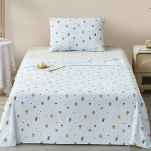 Home Textile Bed Sheets Set 2 Pcs Printed Cartoon Pattern Gift Set Sky Blue Bedding Set for Home