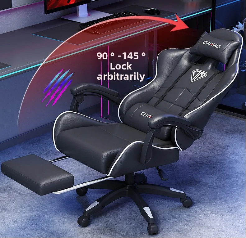 PU Leather Chair Gaming Office High Back With Footrest Adjustable Armrest Racing Style Ergonomic Swivel Task for Manager